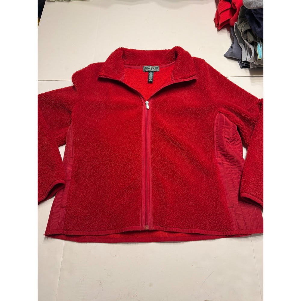Lauren Active Ralph Lauren Red Full Zip Fleece Sherpa Jacket Womens XL Sporty - Picture 4 of 11